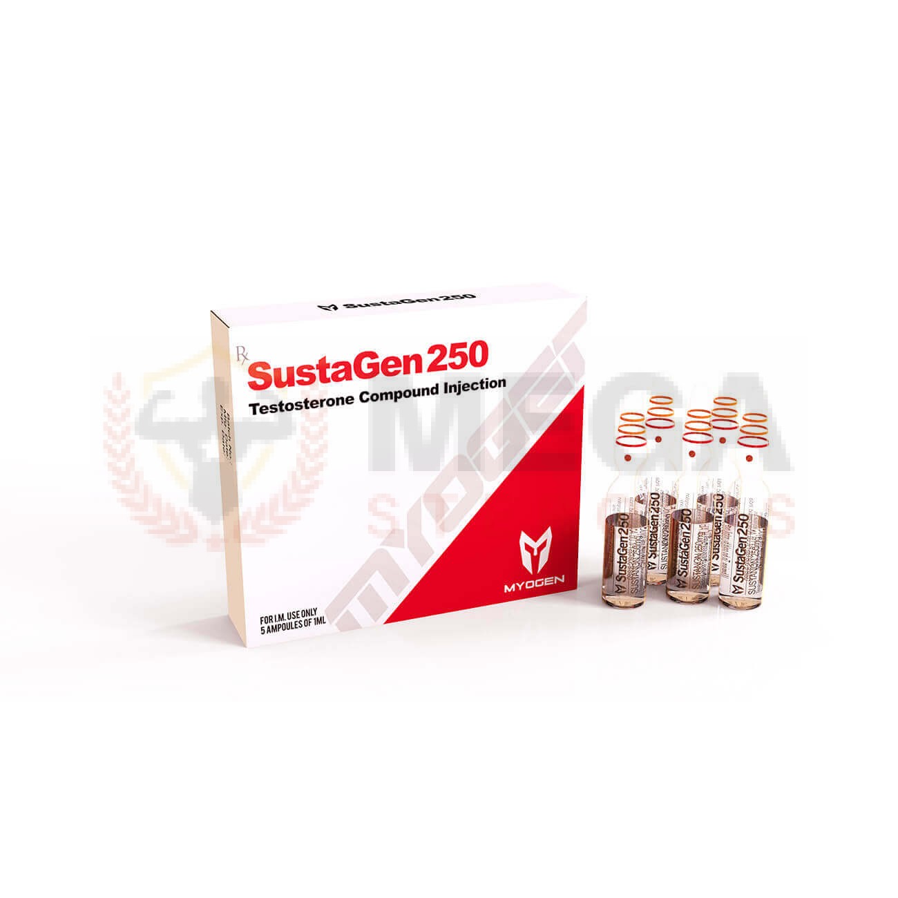 SustaGen 250 – Sustanon Testosterone 250 mg/ml – 5 fiale da 1ml – MyoGen Iniezione di steroidi